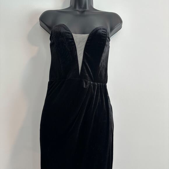 LULUS My Dream Come True Black Velvet Strapless Maxi Dress Size Small Plunge Nec - Picture 3 of 7